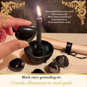 Black Onyx Grounding Set - Crystal, Affirmations & Ritual Guide