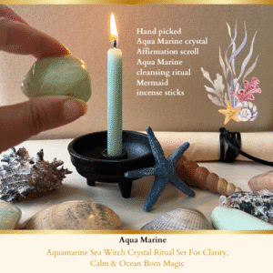 Aquamarine Sea Witch Crystal Ritual Set For Clarity, Calm & Ocean Born Magic
